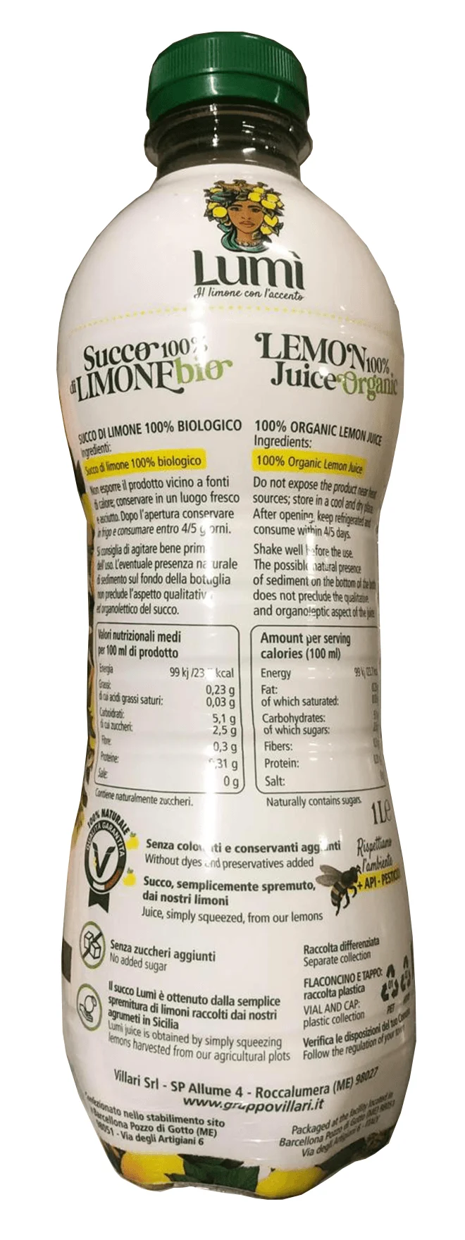 Succo di limone Lumì BIO 100% naturale 1LT - immagine 3